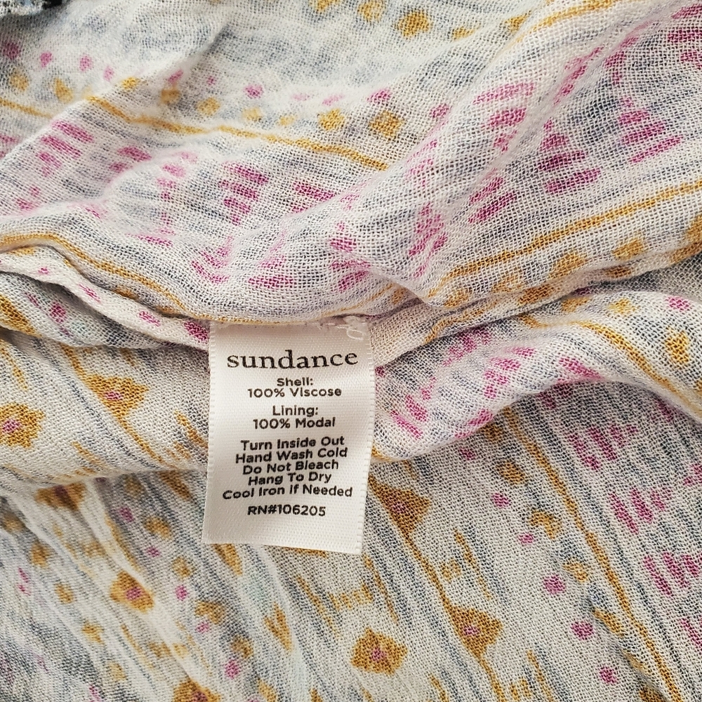 Sundance 100% viscose modal blue Wandress relaxed fit beaded tassle blouse XXL - Picture 8 of 9